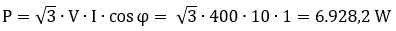Equilibrado de cargas: cálculo de la potencia del circuito del motor trifásico