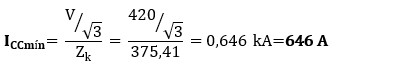 Ejercicio 5: Corriente de cortocircuito con datos de la red de BT. Cálculo de la corriente de cortocircuito mínima de la instalación