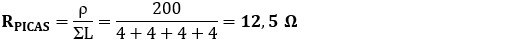 Ecuación de la resistencia de picas iguales para resolver el ejercicio 5: Resistencia de las tomas de tierra.