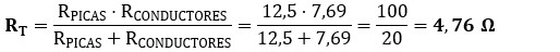 Ecuación de la resistencia de picas y conductores para resolver el ejercicio 5: Resistencia de las tomas de tierra.