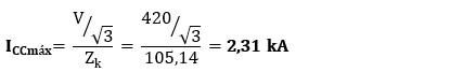 Ejercicio 5: Corriente de cortocircuito con datos de la red de BT. Cálculo de la corriente de cortocircuito máxima de la instalación
