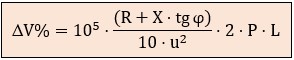 Derivaciones Individuales: fórmula de cálculo de la caída de tensión máxima permitida para DI monofásica en función de R (Ω/km) y reactancia X (Ω/km)