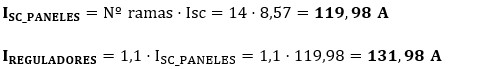 Ejercicio 4: Cálculo completo de una instalación fotovoltaica. Cálculo de la corriente que debe soportar el regulador o los reguladores