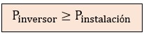 Fórmula de la potencia nominal del inversor