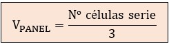 Fórmula de la tensión de un panel en función del número de células en serie