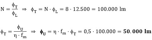 Ejercicio 2: Cálculo de alumbrado interior. Obtención del flujo útil en función del rendimiento de la instalación de alumbrado