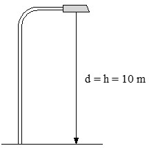 Ejercicio 5: Leyes luminotécnicas. Imagen de farola para calcular la iluminancia del punto directamente debajo de la luminaria 