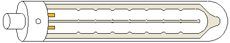 Tipos de lámparas: Imagen de una lámpara de vapor de sodio a baja presión VSBP