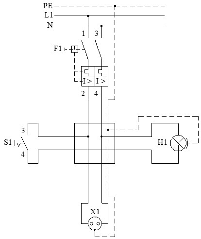 Ejemplo de un diagrama eléctrico de conexiones híbrido o mixto