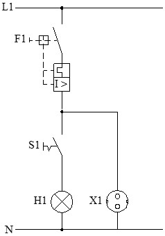 Diagrama de un interruptor y enchufe