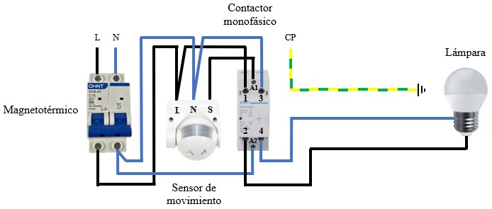 Cómo conectar un sensor de movimiento con un contactor