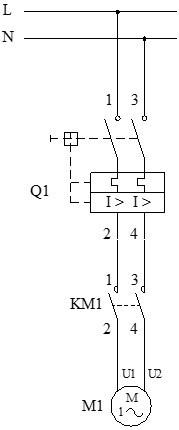 Esquema ejemplo de circuito de fuerza de un contactor monofásico