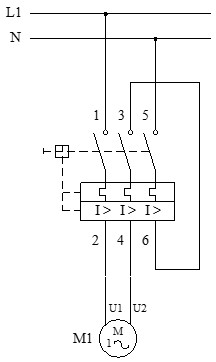 Esquema de protección de un motor monofásico con guardamotor