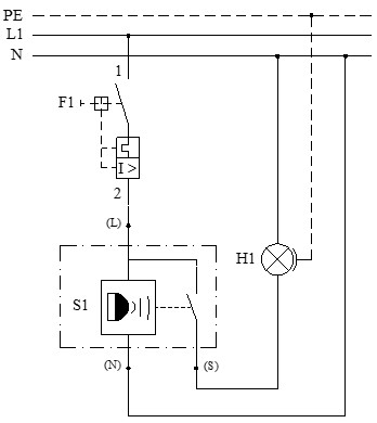 Esquema multifilar del detector de movimiento