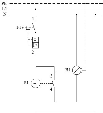 Esquema multifilar del interruptor horario