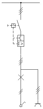 Esquema unifilar de enchufe y punto de luz simple con interruptor