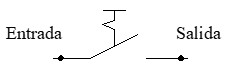 Símbolo del interruptor con enclavamiento (2 bornes: entrada-salida)