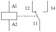 Símbolo del relé electromagnético con un contacto conmutado