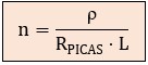 Fórmula del número de picas “n” necesarias en función de la resistencia total de las picas