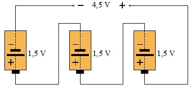 Circuito de 3 pilas conectadas en serie