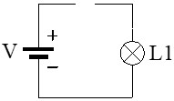 Esquema de un circuito abierto en el cable positivo
