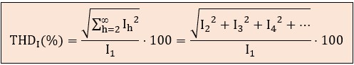 Fórmulas para el cálculo de armónicos Fórmula dela distorsión armónica total de corriente en porcentaje