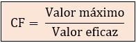 Fórmulas para el cálculo de armónicos Fórmula del factor de cresta de una señal eléctrica