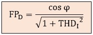 Fórmulas para el cálculo de armónicos Fórmula del factor de potencia con distorsión en función del THDI