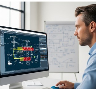 Imagen de análisis de flujo de armónicos con ETAP o SKM