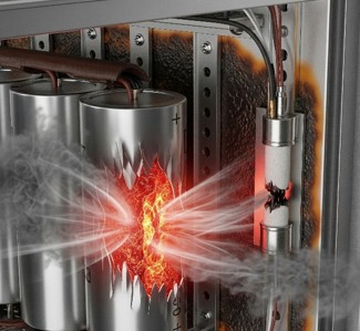 Resonancia y distorsión armónica: Imagen del daño y destrucción de condensadores con armónicos