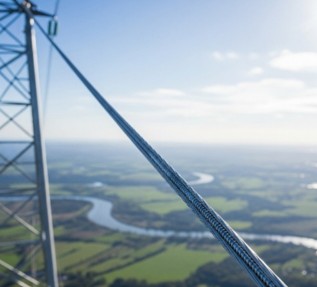 Imagen del conductor de aluminio en poste de alta tensión