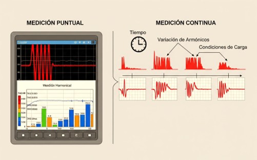 Medida de la distorsión armónica: Imagen del procedimiento de medición de los armónicos eléctricos