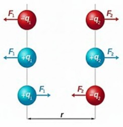 Fuerzas eléctricas entre cargas: atractivas y repulsivas