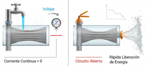 Analogía del depósito de agua de los condensadores