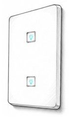 Apariencia exterior del interruptor inteligente con 2 teclas