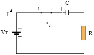 Circuito de carga de un condensador en corriente continua