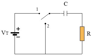 Circuito para la carga descarga de un condensador en corriente continua