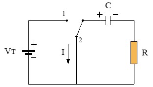 Circuito de descarga de un condensador en corriente continua
