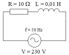 Receptores monofásicos en serie: Circuito del ejercicio resuelto serie R-L