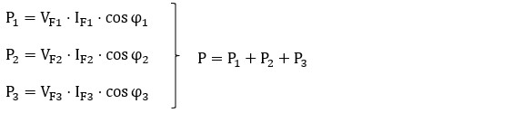 Ecuación 1 carga equilibrada en triángulo