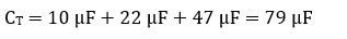 Ecuación 1 ejemplo 3 condensadores en paralelo