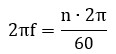 Ecuación 1, relación entre velocidad angular y velocidad de rotación