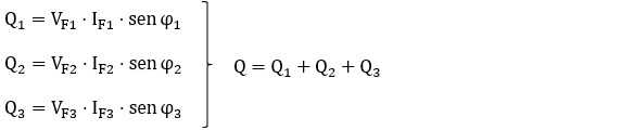 Ecuación 2 carga desequilibrada, potencias reactivas