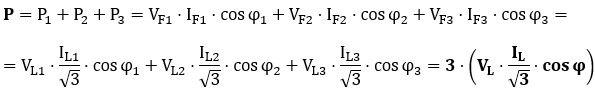 Ecuación 2 carga equilibrada en triángulo
