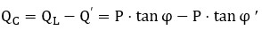 Ecuación obtener potencia reactiva del condensador, corrección FP