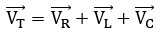 Receptores monofásicos en serie: Ecuación de la suma vectorial de tensiones en circuito serie R-L-C