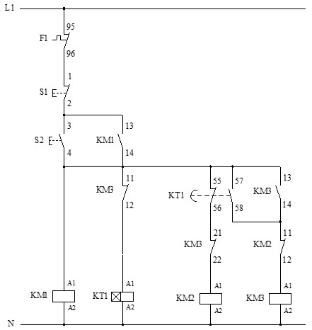 Esquema de mando, arranque estrella triángulo