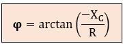 Fórmula del ángulo, arco tangente en el triángulo de impedancias capacitivo de circuitos con receptores monofásicos en serie