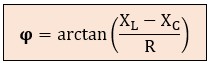 Receptores monofásicos en serie: Fórmula del ángulo arco tangente en el triángulo de impedancias serie R-L-C