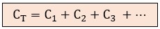 Formula de la capacidad total en paralelo, suma de capacidades